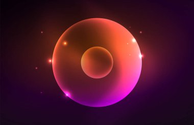 Işık efektleriyle şeffaf parlak parlak daireler. Duvar kağıdı, bayrak, arkaplan, kart, kitap illüstrasyonu, iniş sayfası için tekno fütüristik vektör soyut arkaplan