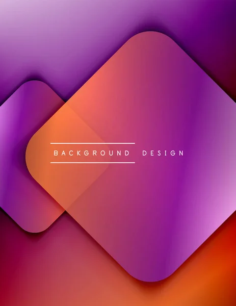 Rounded squares shapes composition geometric abstract background. 3D shadow effects and fluid gradients. Modern overlapping forms. — Stock Vector