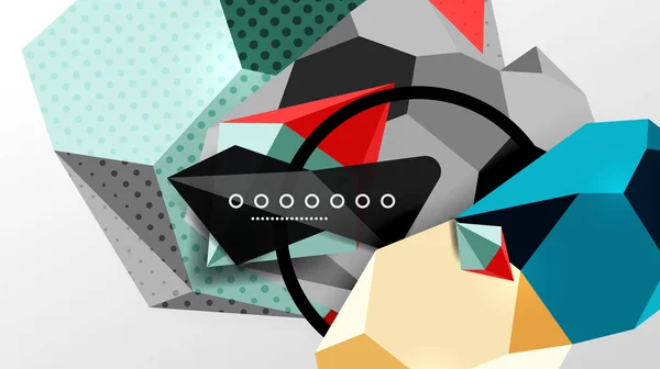 Fondo abstracto - composición de formas geométricas poligonales 3d. Ilustración de vectores para fondos de pantalla, Banner, Fondo, Tarjeta, Ilustración de libros, landing page — Vector de stock