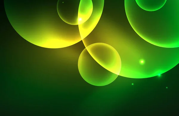 Neon brilhantes círculos brilhantes transparentes com efeitos de luz. Techno futurista vetor abstrato fundo Para papel de parede, Banner, Fundo, Cartão, Ilustração do livro, landing page — Vetor de Stock