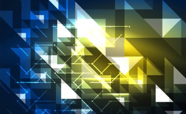 Abstract background, mosaic triangle pattern with transparent effects on glowing neon shiny backdrop. Vector Illustration For Wallpaper, Banner, Background, Card, Book Illustration, landing page