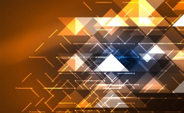 Abstract background, mosaic triangle pattern with transparent effects on glowing neon shiny backdrop. Vector Illustration For Wallpaper, Banner, Background, Card, Book Illustration, landing page