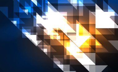 Abstract background, mosaic triangle pattern with transparent effects on glowing neon shiny backdrop. Vector Illustration For Wallpaper, Banner, Background, Card, Book Illustration, landing page