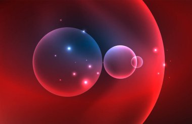 Işık efektleriyle şeffaf parlak parlak daireler. Duvar kağıdı, bayrak, arkaplan, kart, kitap illüstrasyonu, iniş sayfası için tekno fütüristik vektör soyut arkaplan