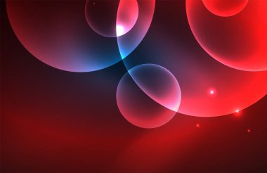 Işık efektleriyle şeffaf parlak parlak daireler. Duvar kağıdı, bayrak, arkaplan, kart, kitap illüstrasyonu, iniş sayfası için tekno fütüristik vektör soyut arkaplan