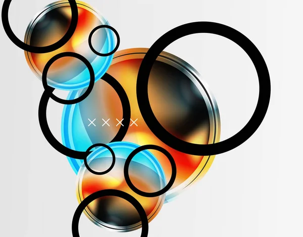 Fondo abstracto - burbujas de vidrio brillante, formas abstractas de esfera. Ilustración de vectores para fondos de pantalla, Banner, Fondo, Tarjeta, Ilustración de libros, landing page — Archivo Imágenes Vectoriales