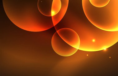 Işık efektleriyle şeffaf parlak parlak daireler. Duvar kağıdı, bayrak, arkaplan, kart, kitap illüstrasyonu, iniş sayfası için tekno fütüristik vektör soyut arkaplan