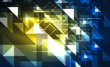 Abstract background, mosaic triangle pattern with transparent effects on glowing neon shiny backdrop. Vector Illustration For Wallpaper, Banner, Background, Card, Book Illustration, landing page