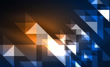 Abstract background, mosaic triangle pattern with transparent effects on glowing neon shiny backdrop. Vector Illustration For Wallpaper, Banner, Background, Card, Book Illustration, landing page