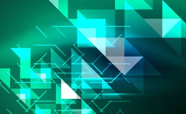 Abstract background, mosaic triangle pattern with transparent effects on glowing neon shiny backdrop. Vector Illustration For Wallpaper, Banner, Background, Card, Book Illustration, landing page