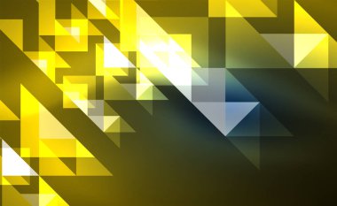 Abstract background, mosaic triangle pattern with transparent effects on glowing neon shiny backdrop. Vector Illustration For Wallpaper, Banner, Background, Card, Book Illustration, landing page
