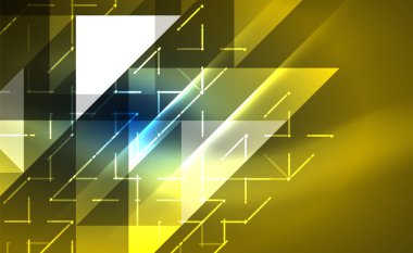 Abstract background, mosaic triangle pattern with transparent effects on glowing neon shiny backdrop. Vector Illustration For Wallpaper, Banner, Background, Card, Book Illustration, landing page