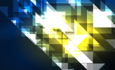 Abstract background, mosaic triangle pattern with transparent effects on glowing neon shiny backdrop. Vector Illustration For Wallpaper, Banner, Background, Card, Book Illustration, landing page
