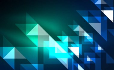 Abstract background, mosaic triangle pattern with transparent effects on glowing neon shiny backdrop. Vector Illustration For Wallpaper, Banner, Background, Card, Book Illustration, landing page