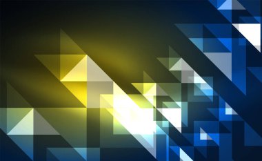Abstract background, mosaic triangle pattern with transparent effects on glowing neon shiny backdrop. Vector Illustration For Wallpaper, Banner, Background, Card, Book Illustration, landing page