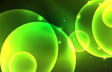 Işık efektleriyle şeffaf parlak parlak daireler. Duvar kağıdı, bayrak, arkaplan, kart, kitap illüstrasyonu, iniş sayfası için tekno fütüristik vektör soyut arkaplan