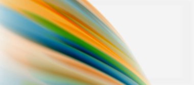 Dalga çizgileri soyut arkaplan, gökkuşağı tarzı renklerle düz ipek tasarım. Sıvı sıvı renk dalgaları. Vektör İllüstrasyonu