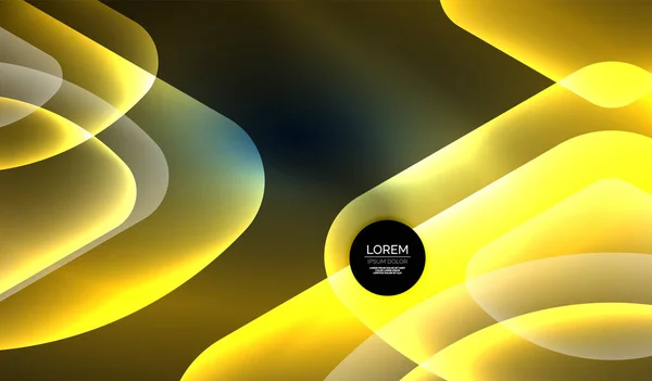 Brillante neón brillante formas geométricas abstractas transparentes con efectos de luz. Fondo abstracto del vector futurista de Techno para el fondo de pantalla, bandera, fondo, tarjeta, ilustración del libro, landing page — Vector de stock