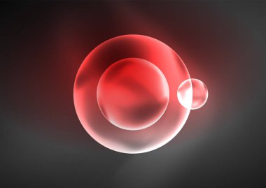 Parlayan neon parlak şeffaf kabarcıklar, cam daireler ya da biyo hücre konsepti. Duvar kağıdı, bayrak, arkaplan, kart, kitap illüstrasyonu, iniş sayfası için tekno fütüristik vektör soyut arkaplan