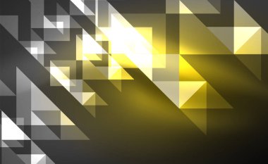 Abstract background, mosaic triangle pattern with transparent effects on glowing neon shiny backdrop. Vector Illustration For Wallpaper, Banner, Background, Card, Book Illustration, landing page