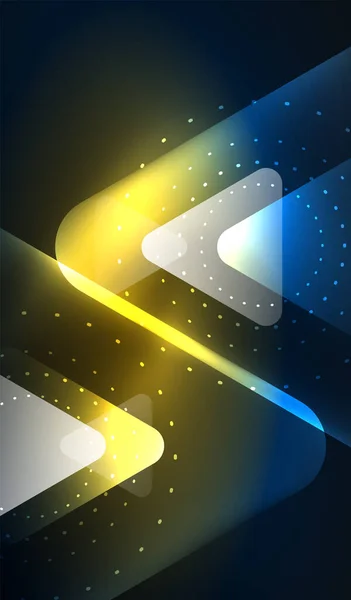 Gloeiende neon glanzende transparante abstracte geometrische vormen met lichteffecten. Techno futuristische vector abstracte achtergrond Voor Wallpaper, Banner, Achtergrond, Kaart, Boek Illustratie, landing page — Stockvector