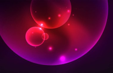 Işık efektleriyle şeffaf parlak parlak daireler. Duvar kağıdı, bayrak, arkaplan, kart, kitap illüstrasyonu, iniş sayfası için tekno fütüristik vektör soyut arkaplan