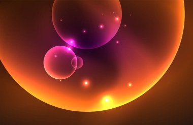 Işık efektleriyle şeffaf parlak parlak daireler. Duvar kağıdı, bayrak, arkaplan, kart, kitap illüstrasyonu, iniş sayfası için tekno fütüristik vektör soyut arkaplan