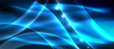 Abstract background. Shiny design neon waves with light effects, techno trendy design. Vector Illustration For Wallpaper, Banner, Background, Card, Book Illustration, landing page