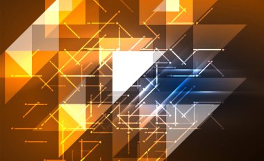 Abstract background, mosaic triangle pattern with transparent effects on glowing neon shiny backdrop. Vector Illustration For Wallpaper, Banner, Background, Card, Book Illustration, landing page