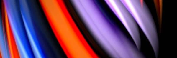 Zijde en soepele flow wave poster ontwerp. Kleur golven, vloeibare stijl lijnen en vormen in zwarte kleur achtergrond — Stockvector