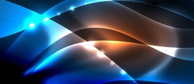 Abstract background. Shiny design neon waves with light effects, techno trendy design. Vector Illustration For Wallpaper, Banner, Background, Card, Book Illustration, landing page