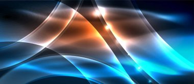 Abstract background. Shiny design neon waves with light effects, techno trendy design. Vector Illustration For Wallpaper, Banner, Background, Card, Book Illustration, landing page