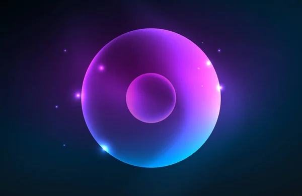 Neón brillante círculos brillantes transparentes con efectos de luz. Fondo abstracto del vector futurista de Techno para el fondo de pantalla, bandera, fondo, tarjeta, ilustración del libro, landing page — Archivo Imágenes Vectoriales