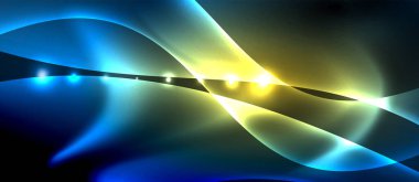 Abstract background. Shiny design neon waves with light effects, techno trendy design. Vector Illustration For Wallpaper, Banner, Background, Card, Book Illustration, landing page