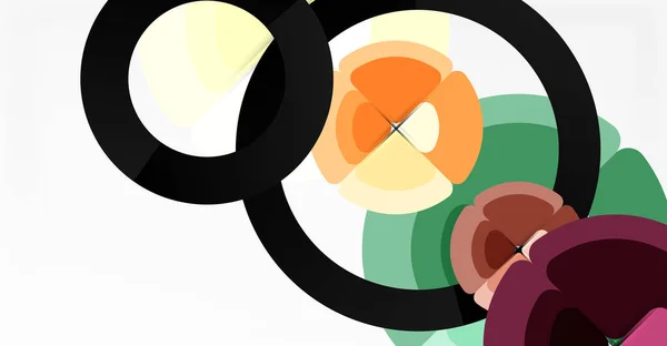 Sfondo astratto, cerchi di colore alla moda composizione geometrica. Illustrazione vettoriale per carta da parati, banner, sfondo, carta, illustrazione del libro, pagina di destinazione — Vettoriale Stock
