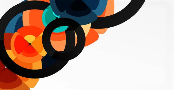 Fondo abstracto, círculos de color de moda composición geométrica. Ilustración de vectores para fondos de pantalla, Banner, Fondo, Tarjeta, Ilustración de libros, landing page — Vector de stock