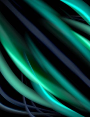 Siyah, sıvı sıvı renk dalgalarında ipeksi çizgiler. Vektör İllüstrasyonu