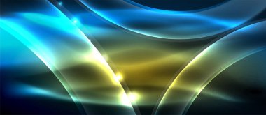 Abstract background. Shiny design neon waves with light effects, techno trendy design. Vector Illustration For Wallpaper, Banner, Background, Card, Book Illustration, landing page