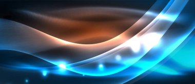 Abstract background. Shiny design neon waves with light effects, techno trendy design. Vector Illustration For Wallpaper, Banner, Background, Card, Book Illustration, landing page