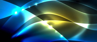 Abstract background. Shiny design neon waves with light effects, techno trendy design. Vector Illustration For Wallpaper, Banner, Background, Card, Book Illustration, landing page