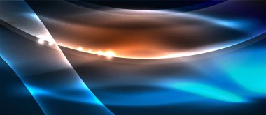 Abstract background. Shiny design neon waves with light effects, techno trendy design. Vector Illustration For Wallpaper, Banner, Background, Card, Book Illustration, landing page