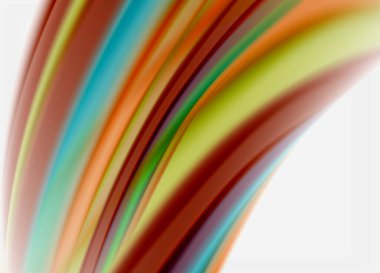 Dalga çizgileri soyut arkaplan, gökkuşağı tarzı renklerle düz ipek tasarım. Sıvı sıvı renk dalgaları. Vektör İllüstrasyonu