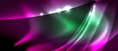 Abstract background. Shiny design neon waves with light effects, techno trendy design. Vector Illustration For Wallpaper, Banner, Background, Card, Book Illustration, landing page
