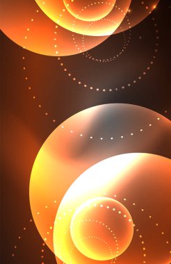 Işık efektleriyle şeffaf parlak parlak daireler. Duvar kağıdı, bayrak, arkaplan, kart, kitap illüstrasyonu, iniş sayfası için tekno fütüristik vektör soyut arkaplan