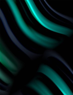 Siyah, sıvı sıvı renk dalgalarında ipeksi çizgiler. Vektör İllüstrasyonu