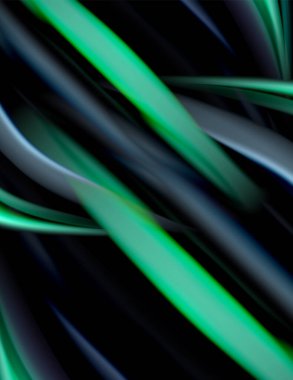 Siyah, sıvı sıvı renk dalgalarında ipeksi çizgiler. Vektör İllüstrasyonu