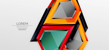 Metal parlak geometrik şekiller ve üç boyutlu efekt bileşimi. Duvar kağıdı, bayrak, arkaplan, kart, kitap illüstrasyonu, iniş sayfası için tekno fütüristik vektör soyut arkaplan