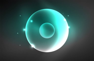 Işık efektleriyle şeffaf parlak parlak daireler. Duvar kağıdı, bayrak, arkaplan, kart, kitap illüstrasyonu, iniş sayfası için tekno fütüristik vektör soyut arkaplan