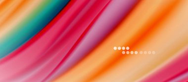 Dalga çizgileri soyut arkaplan, gökkuşağı tarzı renklerle düz ipek tasarım. Sıvı sıvı renk dalgaları. Vektör İllüstrasyonu