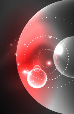 Işık efektleriyle şeffaf parlak parlak daireler. Duvar kağıdı, bayrak, arkaplan, kart, kitap illüstrasyonu, iniş sayfası için tekno fütüristik vektör soyut arkaplan